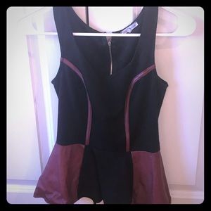 Sleeveless Red and Black Small Peplum Top